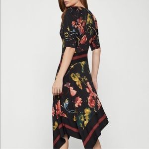 BCBGMAXAZRIA Women's Floral Asymmetrical Faux Wrap Dress Size Small